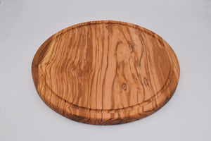 Large round cutting board with milled olive wood 