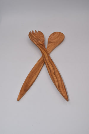 Large wide cutlery in olive wood